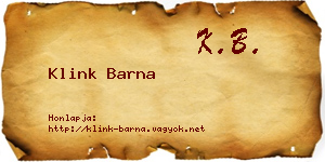Klink Barna névjegykártya